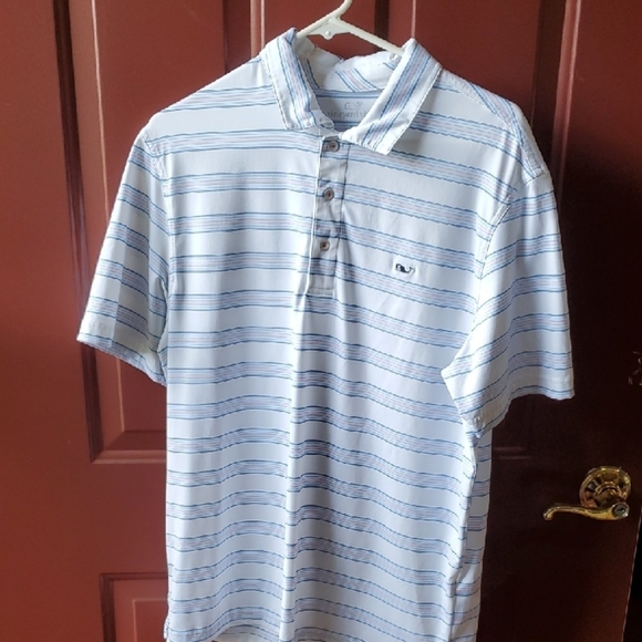 Vineyard Vines Blue and White Striped Polo Shirt - Picture 2 of 10